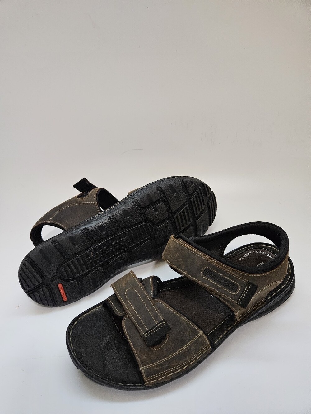 ROCKPORT Mens Brown Leather Upper Sandals Size 11.5 Trutech Lightweight